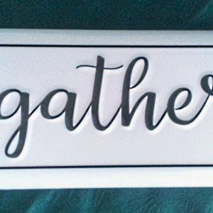 Metal GATHER Sign with leaf design Home Wall Decor 15"x5" NEW(several available)